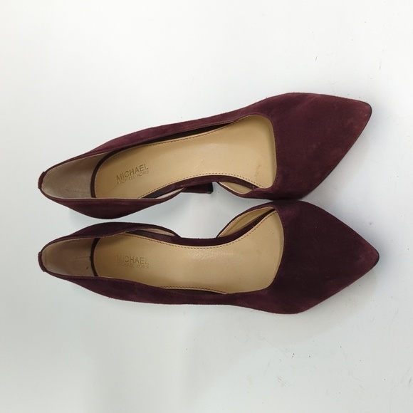 Michael Michael Kors Pointy Toe Suede Stiletto Pumps Maroon 8.5 evening cocktail - Picture 2 of 8